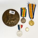 Two WWI service medals for 5196 PTE Private. P. Nolan, Irish Guards, together with his bronze