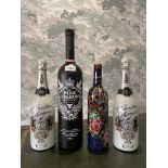 A 1.5 litre bottle of Pink Pigeon spirit drink of Moritian run together with two bottles of