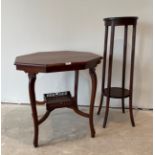 An octagonal mahogany Edwardian side table, 75 x 75 x 70cm. together with an Edwardian mahogany