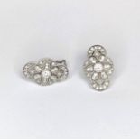 An 18ct white gold Art Deco diamond set earrings containing approx 0.44 cts of diamoands with an
