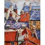 "Staithes Rooftops 2", acrylic on board, 50 x 40cm, c. 2017. More rooftops from this beautiful