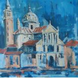 "San Giorgio", framed acrylic on board, 40 x 40cm, c. 2020. Venice. San Giorgio Maggiore across