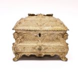 A 19th century cast metal jewellery casket (later relined) 17 x 12 x 14cm.