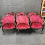 A set of six plush velvet covered tub chairs.