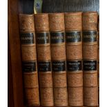 Five half leatherbound volumes Shakespeare published by Charles Knight and co, pictorial edition,