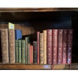 A group of mixed leather and clothbound books, including Whyte-Melville, five volumes of Burns