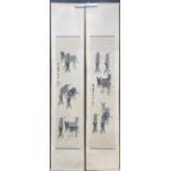 A set of four Chinese ink on paper paintings mounted on scroll, scroll size 46 x 195cm.