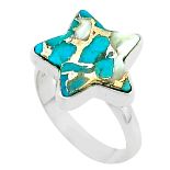 A 925 silver star shaped ring set with Arizona turquoise, (N.5).