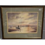A large framed watercolour by Basil Emerson, frame size 76 x 71cm.
