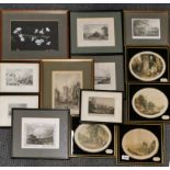 A group of four Victorian framed lithographs with impressed titles, frame size 26 x 23cm, togeter