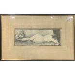 Charles Blanc (French, 19th century) A large framed pencil sketch of a woman reclining on a couch,