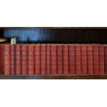Seventeen half leatherbound volumes Works of George Merideth published Constable and company 1916,