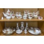 A Royal Albert Old Country Roses part tea set with additional items, including cake stand (First