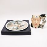 A large Royal Doulton character jug of Alfred Hitchcock, D6987, together with a Johnson Mathey boxed