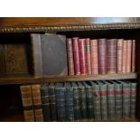 A quantity of mixed half leather and clothbound volumes, largest H. 28cm.