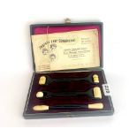 An Edwardian cased Henry Simons face massager with ivory rollers, box L. 22cm.