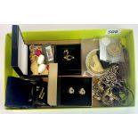 A box of mixed jewellery and other items,