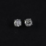 A pair of 18ct white gold (stamped 750) stud earrings set with brilliant cut diamonds, approx. 0.