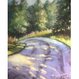 Laurie Basham, "Walk Down Boomer Mountain", soft pastel, 23 x 32cm, c. 2020. Pastel painting of a