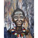Chris Teal, "Nolyaplya -Masai", acrylic on canvas, 80 x 100cm, c. 2012. This beautiful Masai woman