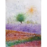 Seyedeh Ayeh Mirrezaei, "Tree", watercolour on cardboard, 30 x 50cm, c. 2021. It's inspired from