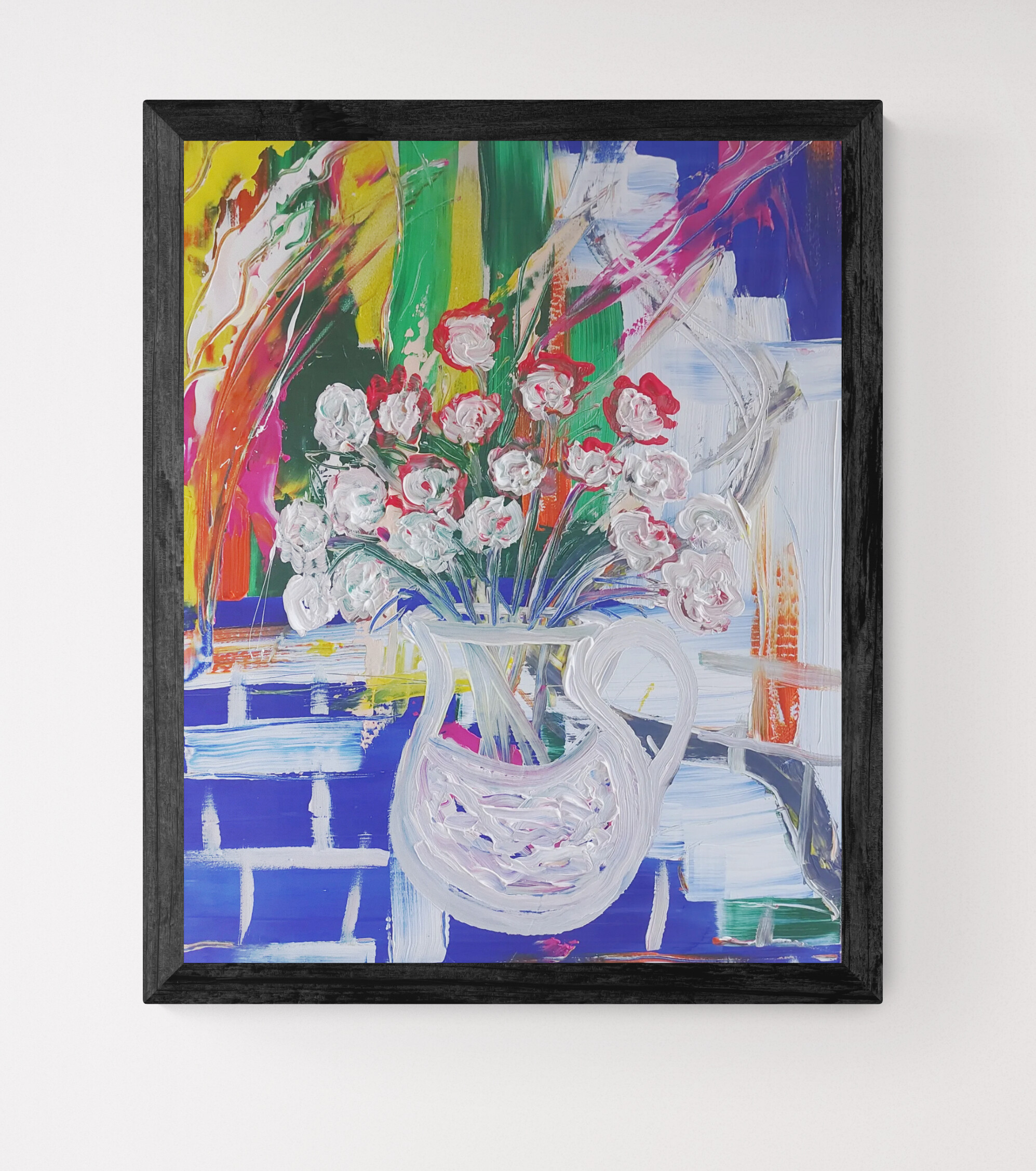 Chinwe Russell, "The Vase", framed acrylic on board, 60 x 80cm, c. 2022. This piece is an abstract
