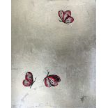 Alena Vavilina, "Butterflies series 1", silver leaf, watercolour on paper, 32 x 41cm, c. 2019. AV'
