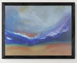 Chinwe Russell, "Purple study", framed acrylic on board, 60 x 80cm, c. 2022. I went to Torquay