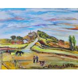 Myrna Higgins, "Winter Hill-Bolton", oil on canvas, 50 x 60cm, c. 2019. A lazy weekend walk. UK