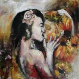 Alicja Mielczarek, "Summer wind", mixed-media and oil on canvas, 20 x 20cm, c. 2022. I hope "