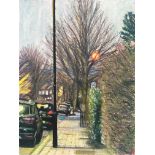 Rebecca Annan, "Moonlit Street in South London", oil pastel on sennelier card, 15 x 20cm, c. 2021.