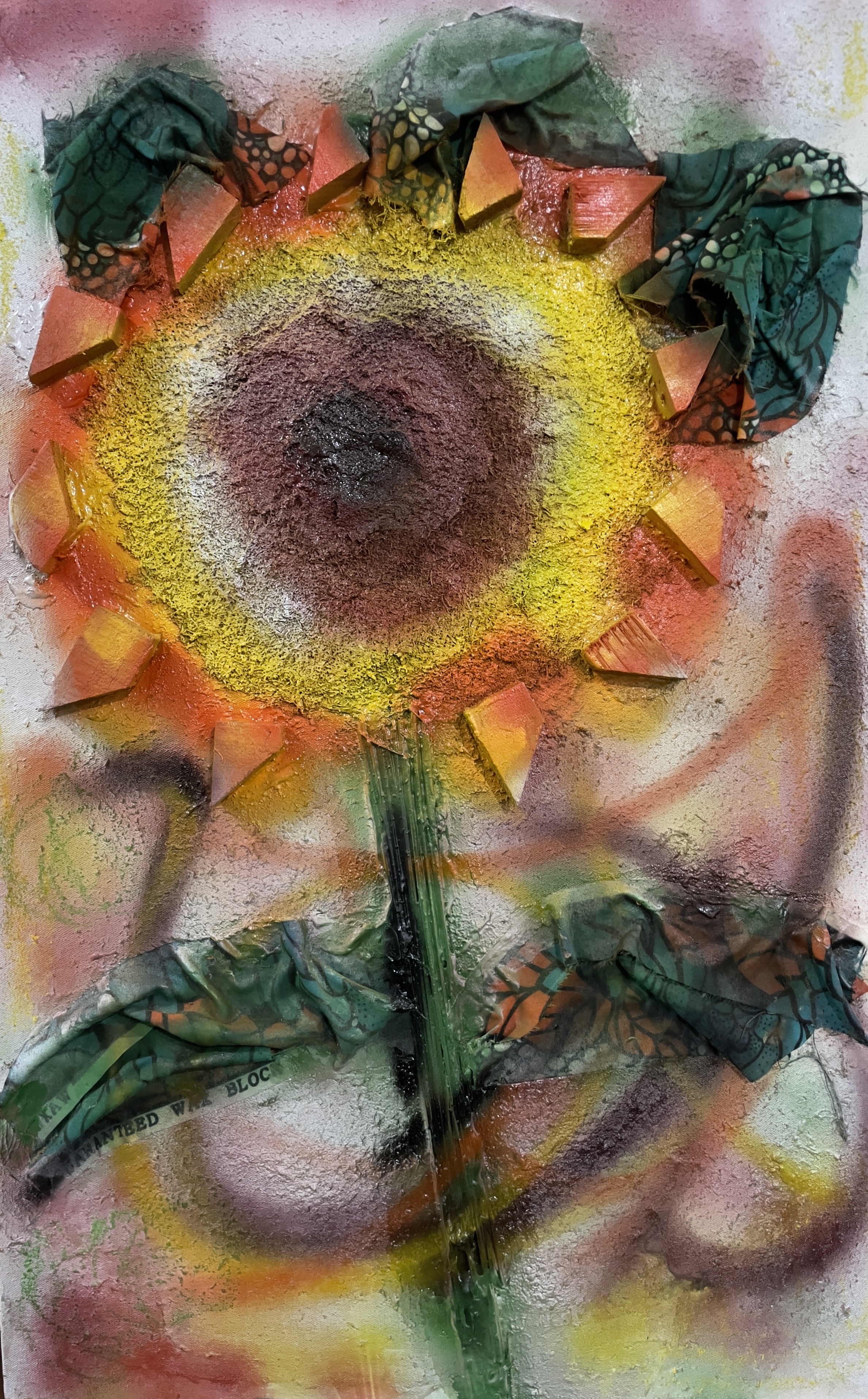 Chinedu, "Bloom", mixed media, 17.5 x 70cm, c. 2021. The beauty in new beginnings as a flower blooms