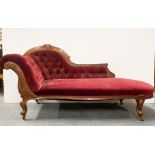 A 19th century carved mahogany chaise longue.
