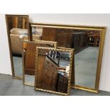 A group of four gilt framed mirrors, largest 132 x 87cm.