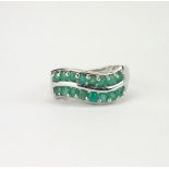 A 925 silver and emerald ring (Size O).