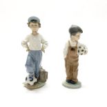 A Lladro figure of a boy with a football H. 21cm, together with a similar Nao figure. (with boxes).