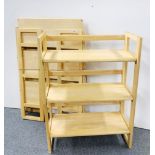 Three useful folding shelf units, H. 95cm.