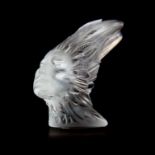 A superb Lalique crystal human head with feathers, H. 11.5cm, signed Lalique France.