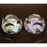Two fine faceted glass paperweights, Dia. 8cm.