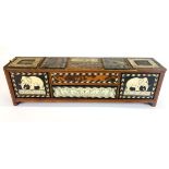 An interesting Indian hardwood ebony and ivory cabinet, W. 41, H. 12cm.