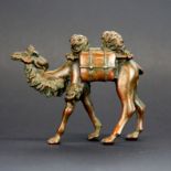 A lovely signed Chinese cast bronze model of a camel, H. 8cm.