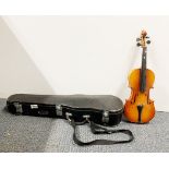 A cased half sized violin, L. 51cm.