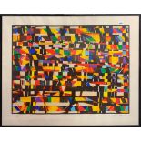 A large framed pencil signed limited edition 17/100 lithograph entitled Super-Structure, frame