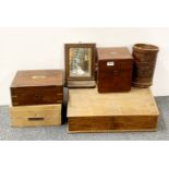 A group of Victorian boxes, a lap desk and a small mirror.