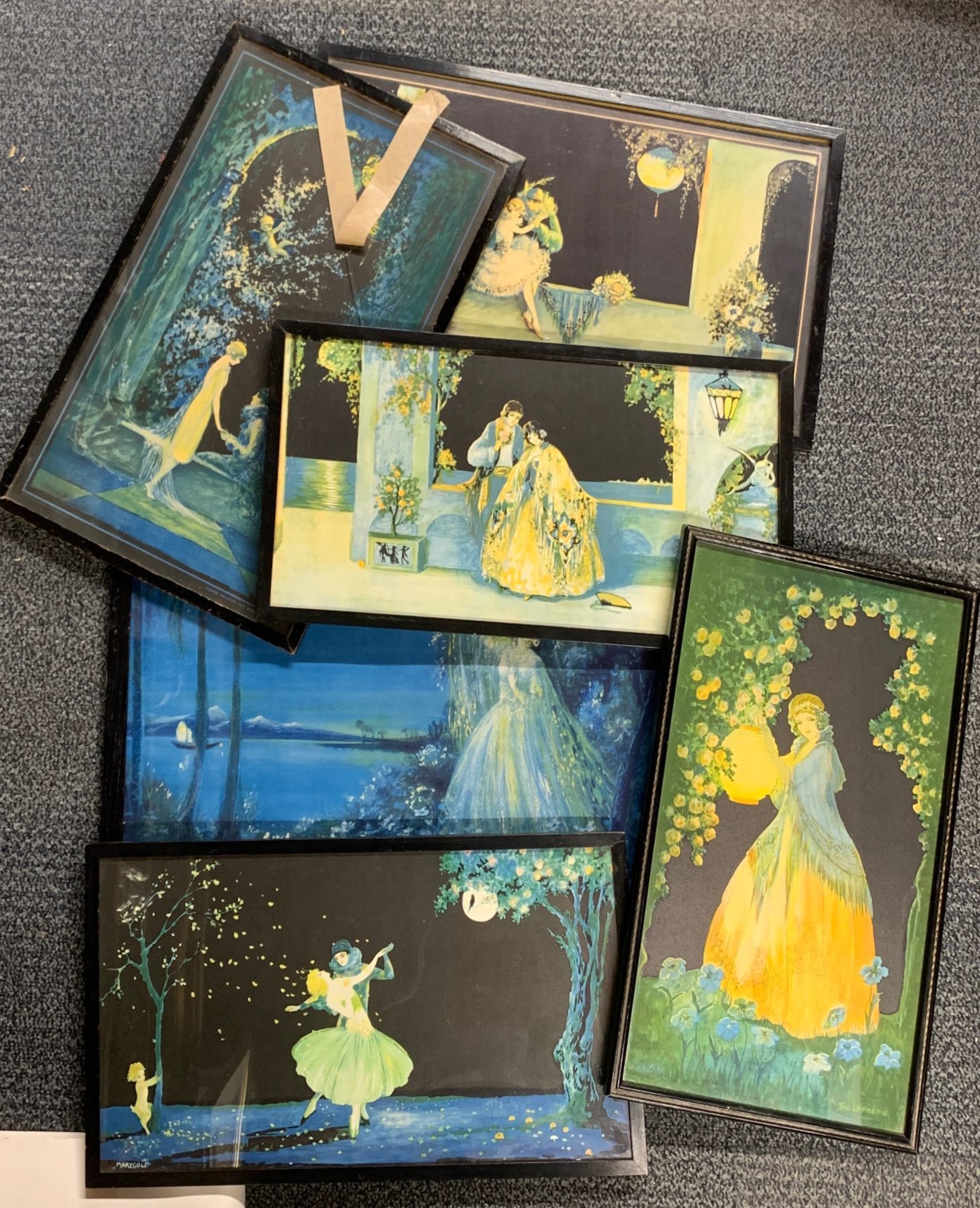 A group of six 1920's Marygold prints, largest 39 x 58cm.