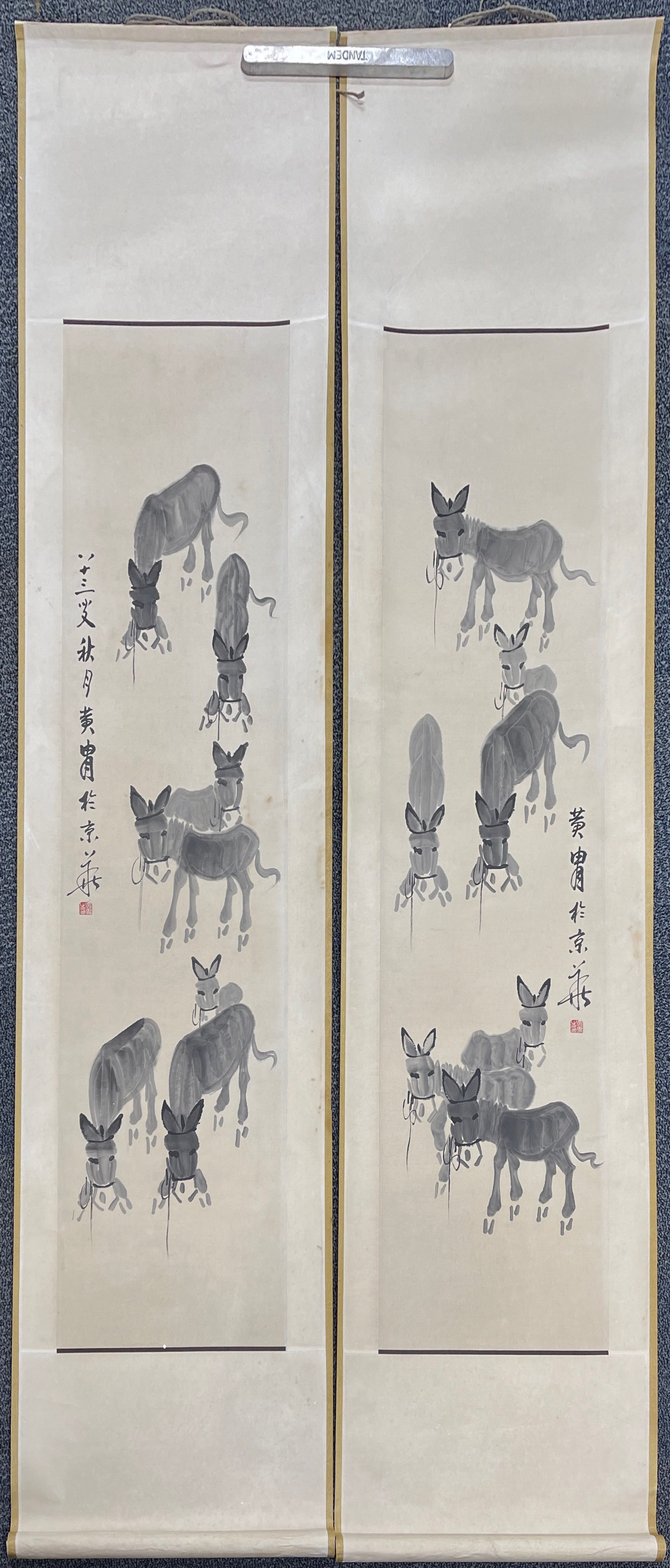 A set of four Chinese ink on paper paintings mounted on scroll, scroll size 46 x 195cm. - Image 2 of 2