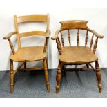Two antique kitchen chairs.