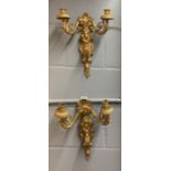 A pair of bronze wall sconces, H. 37cm.