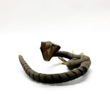 An antique articulated carved wooden figure of a snake, L. 68cm.