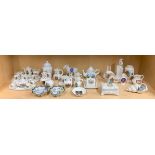 A collection of mostly antique crested wares, including two miniature tea sets.